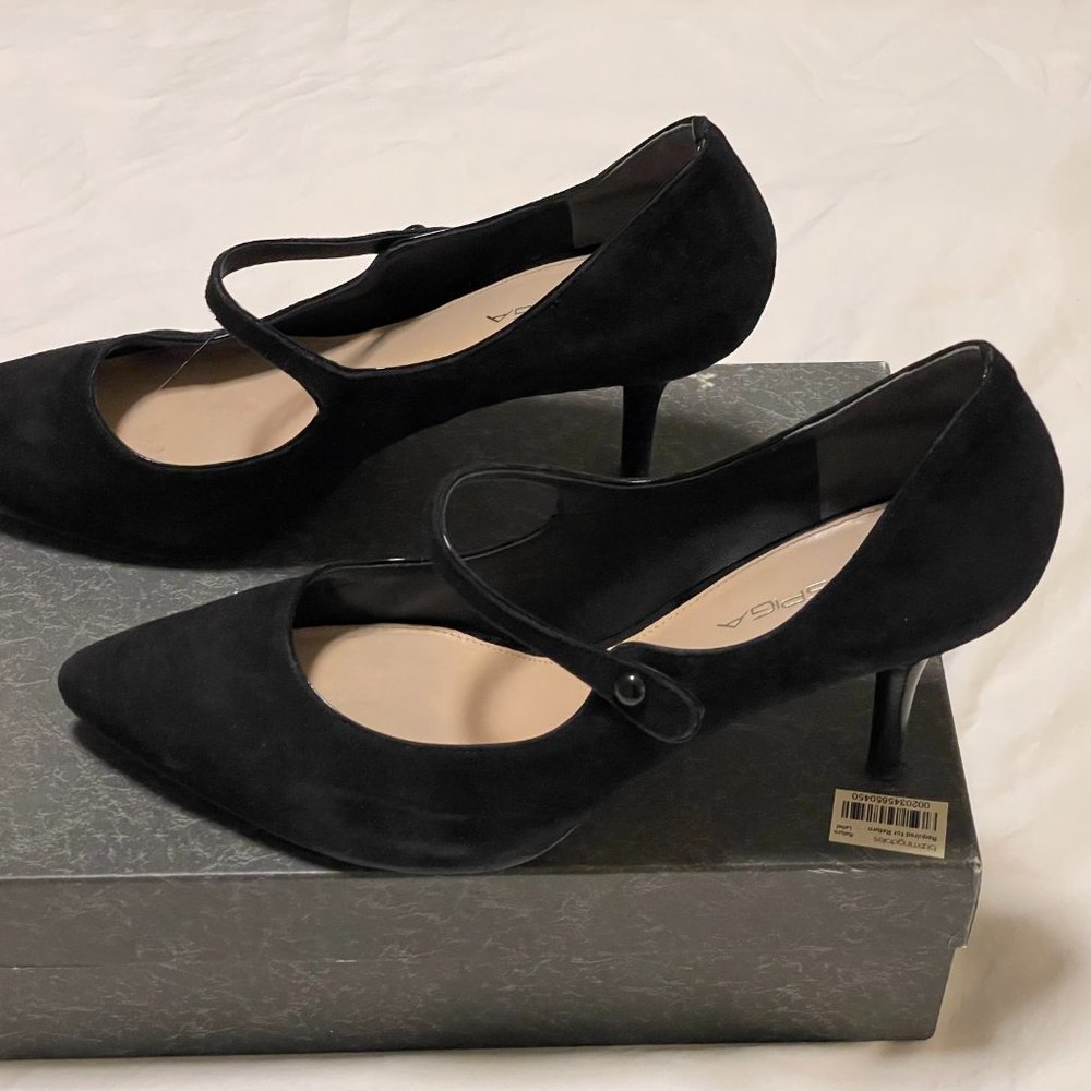 Almost New Via Spiga Black Suede Mary Jane Heels